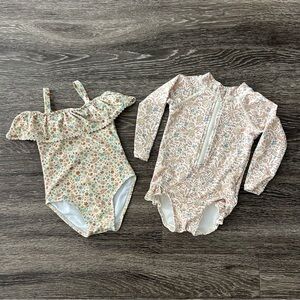 Rylee and Cru Floral One Piece Swimsuit Bundle Baby Girl Sz 3-6 Months Lot of 2